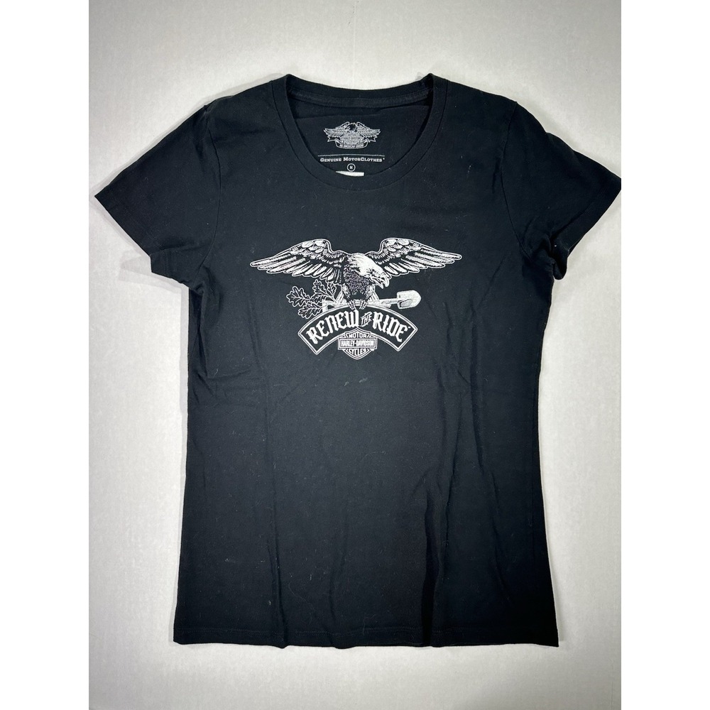 Harley-Davidson Women L Renew The Ride Crew-Neck T-Shirt, Black 96397-16VW